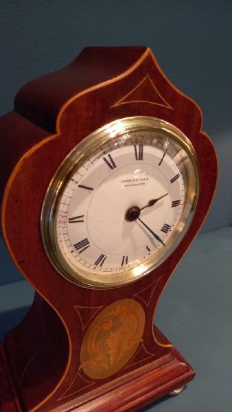 Fine Antique Greek Torch Inlaid Panel Mantel Clock - Image 4