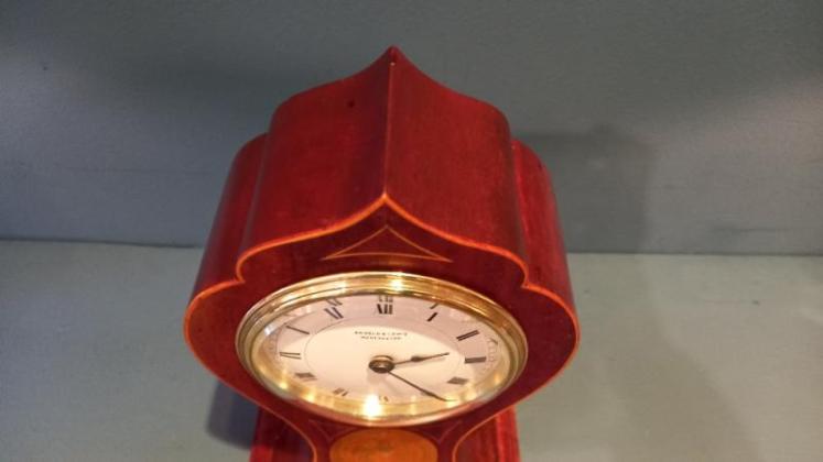 Fine Antique Greek Torch Inlaid Panel Mantel Clock - Image 5
