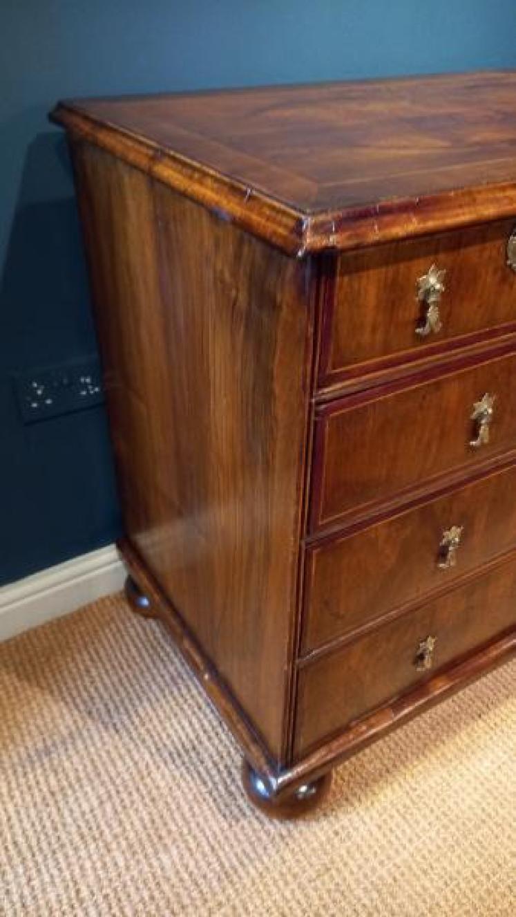 George I Period Figured Walnut Inlaid Chest - Image 6