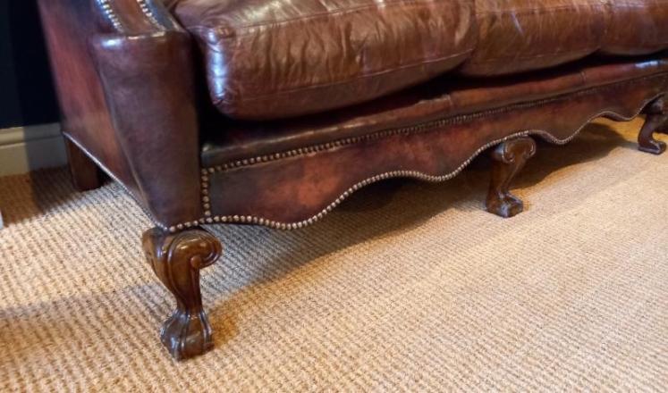 Antique William & Mary Style Leather Sofa - Image 4
