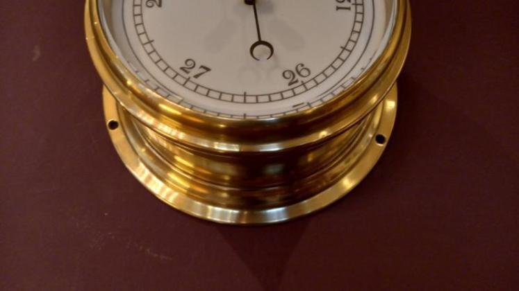Late Victorian Brass Bulkhead Marine Barometer - Image 6