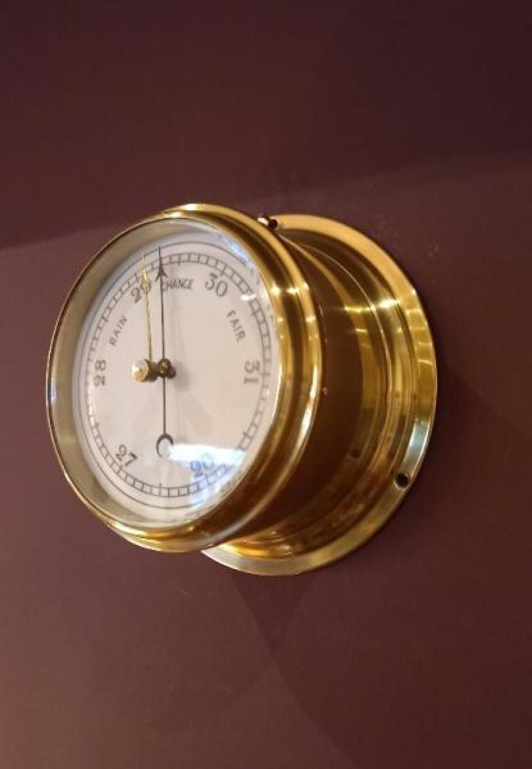 Late Victorian Brass Bulkhead Marine Barometer - Image 7