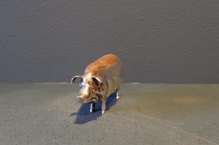 Edwardian Silver Novelty Pig Pin Cushion - Image 3