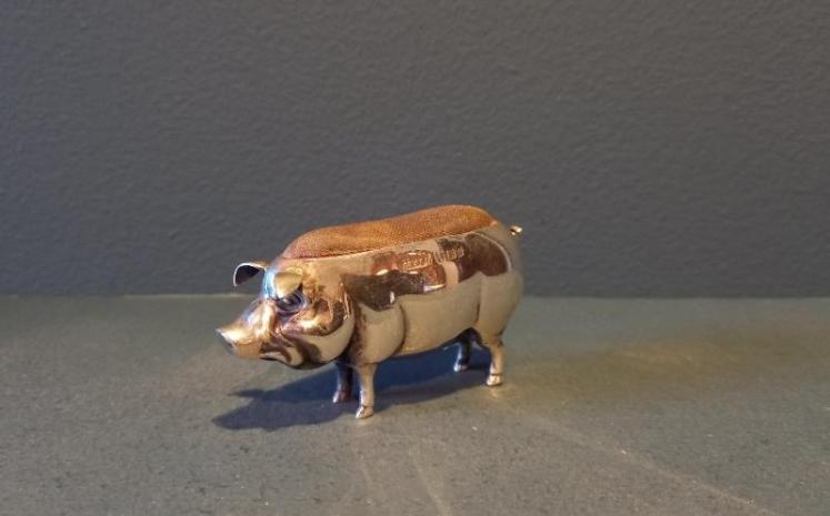 Edwardian Silver Novelty Pig Pin Cushion - Image 5