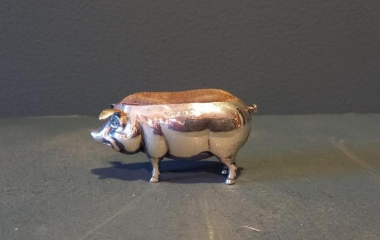 Edwardian Silver Novelty Pig Pin Cushion - Image 7