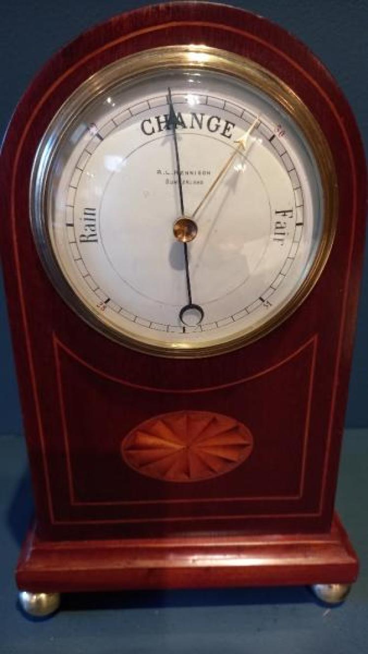 Late Victorian Sheraton Inlaid Desk Top Barometer - Image 2