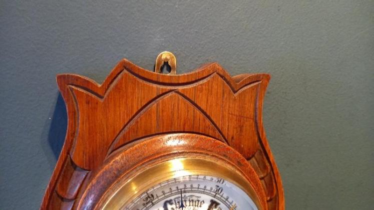 Victorian Solid Oak Aneroid Barometer - Image 4
