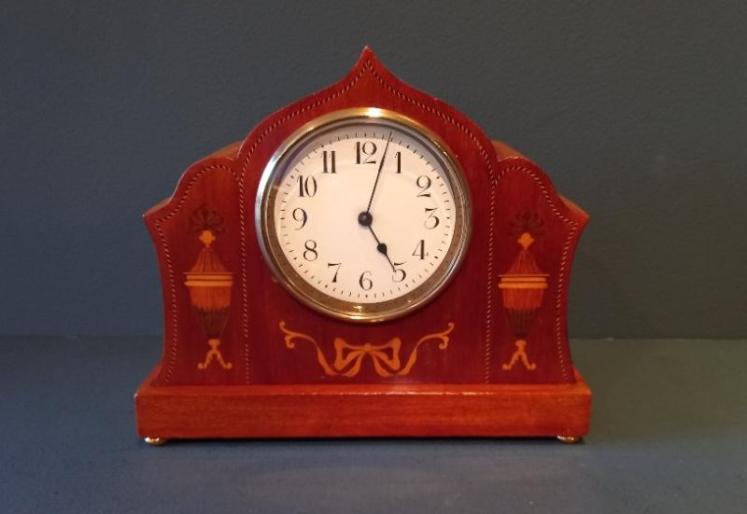 Antique Sheraton Grecian Urn Inlaid Mantel Clock - Image 1
