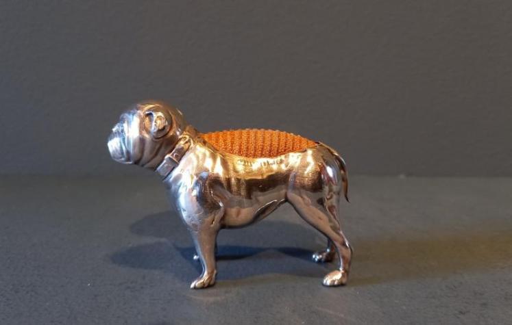 Rare Edwardian period Silver Novelty Bulldog Pin Cushion - Image 2