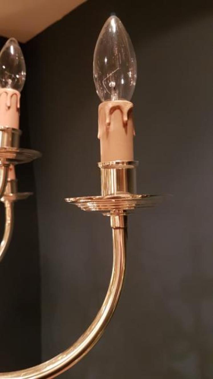 Large Edwardian Brass 2 Tier Chandelier - Image 3