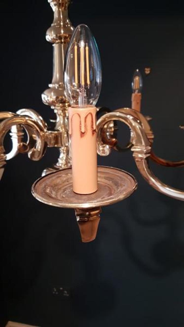 1920's Cast Brass Chandelier - Image 4