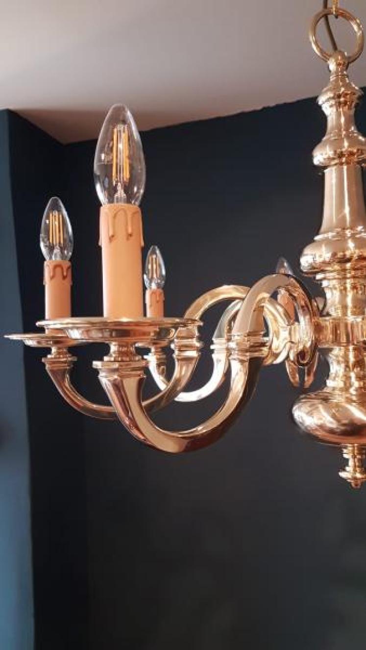 1920's Cast Brass Chandelier - Image 5