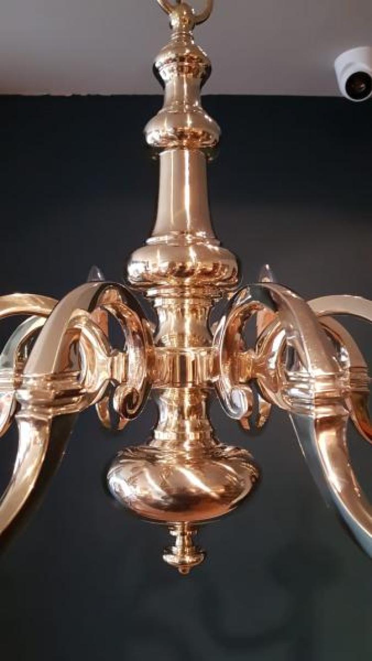 1920's Cast Brass Chandelier - Image 6