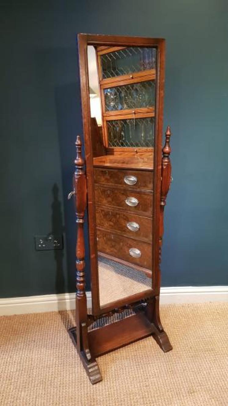 Edwardian Oak Cheval Mirror - Image 1