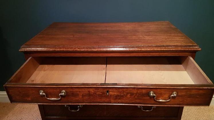 Small George III Period Oak Country House Chest - Image 5
