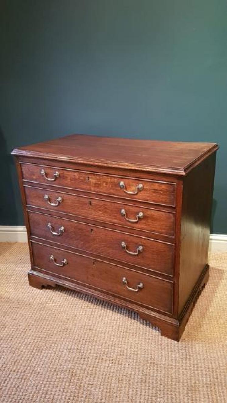Small George III Period Oak Country House Chest - Image 6