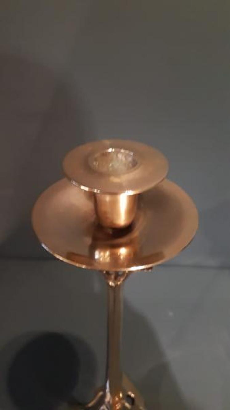 Pair of Solid Brass Art Nouveau Candlesticks - Image 4