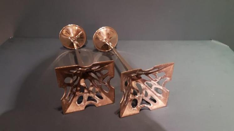 Pair of Solid Brass Art Nouveau Candlesticks - Image 6