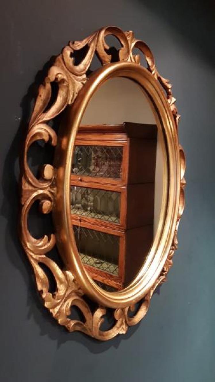 Antique Timber Gilt Oval Mirror - Image 6