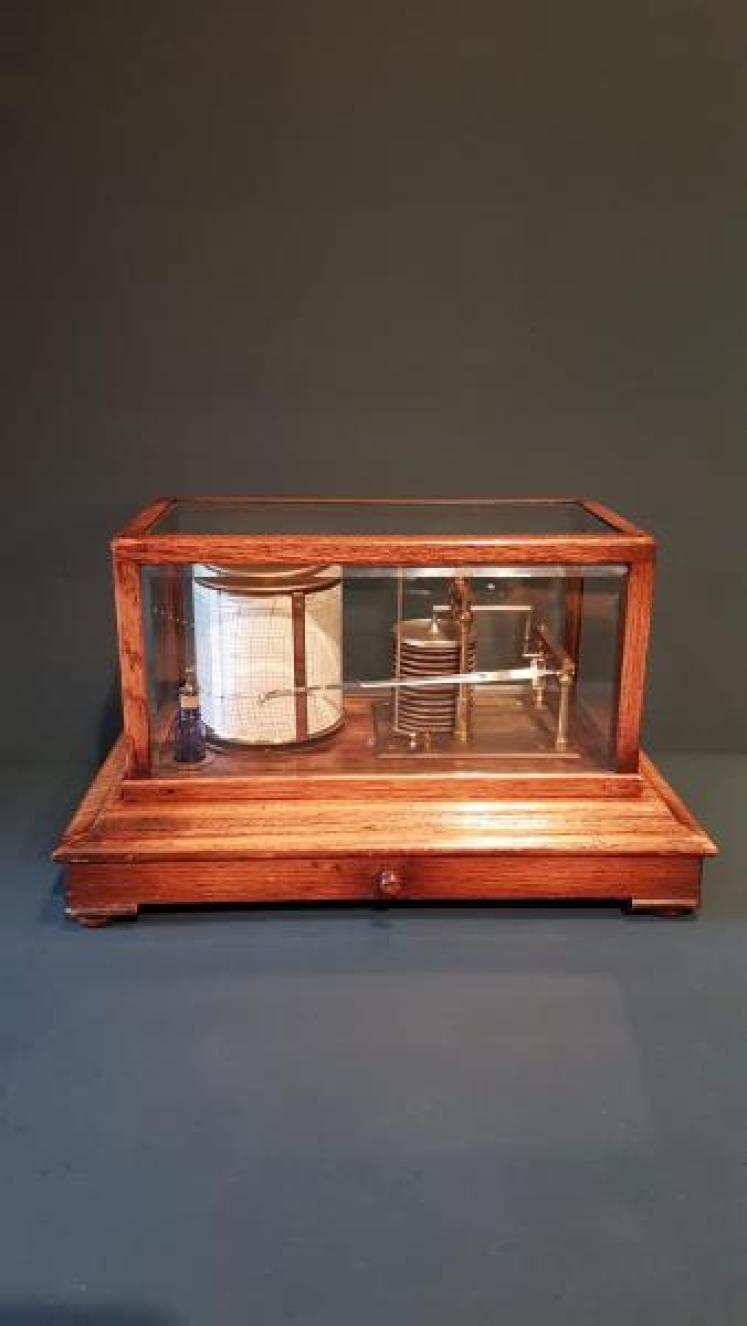 Antique Oak Barograph - Image 1