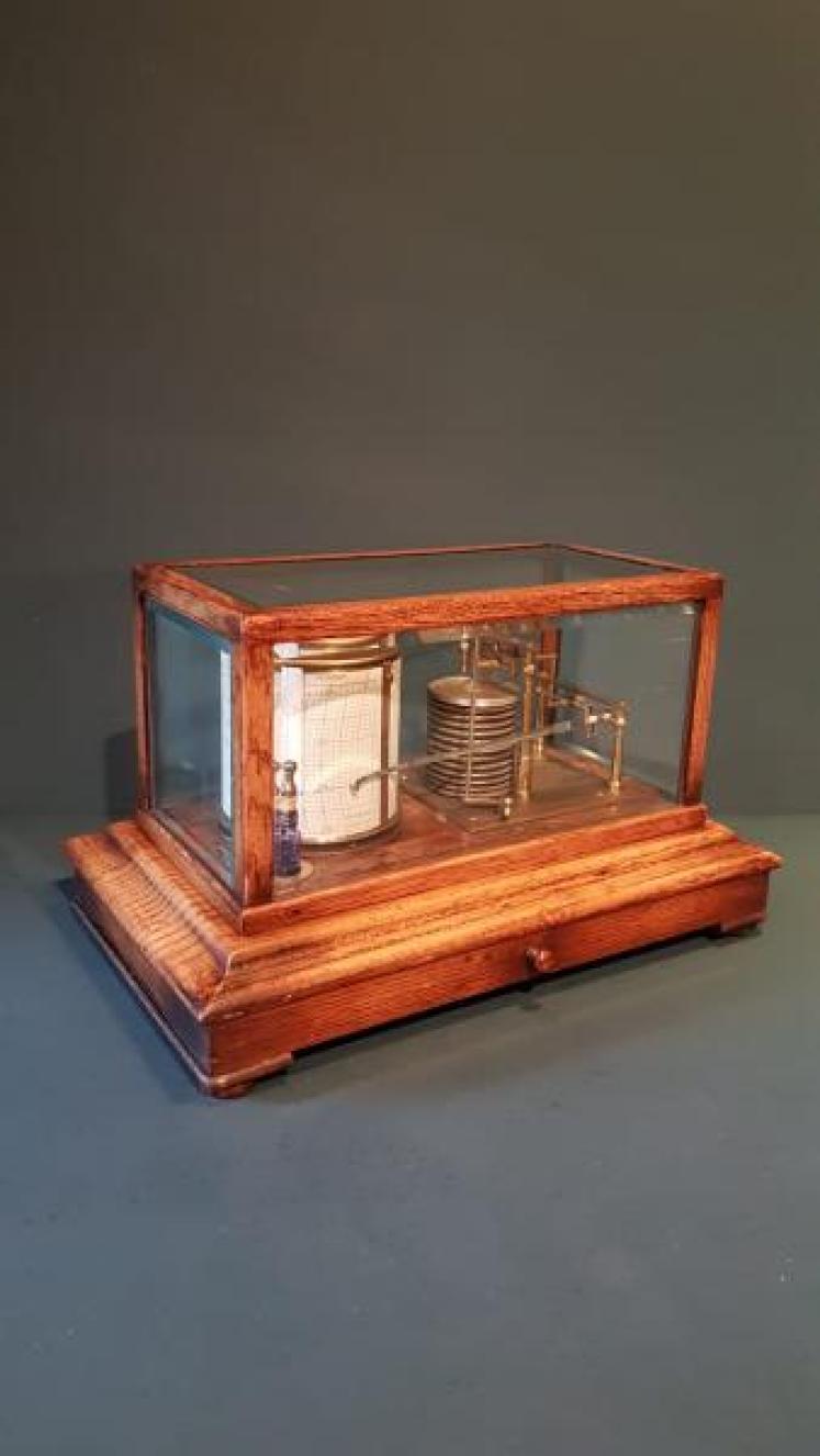 Antique Oak Barograph - Image 2