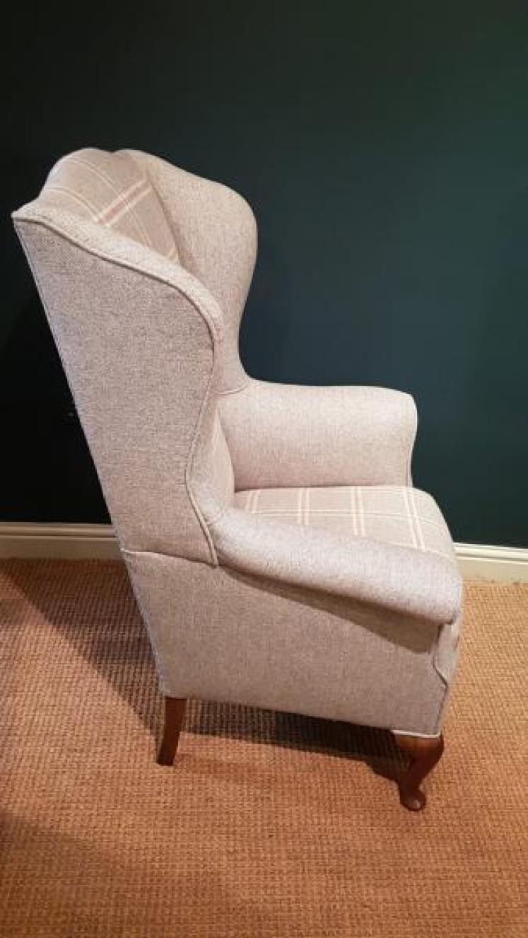 Matching Pair of Edwardian Wing Back Arm Chairs - Image 2