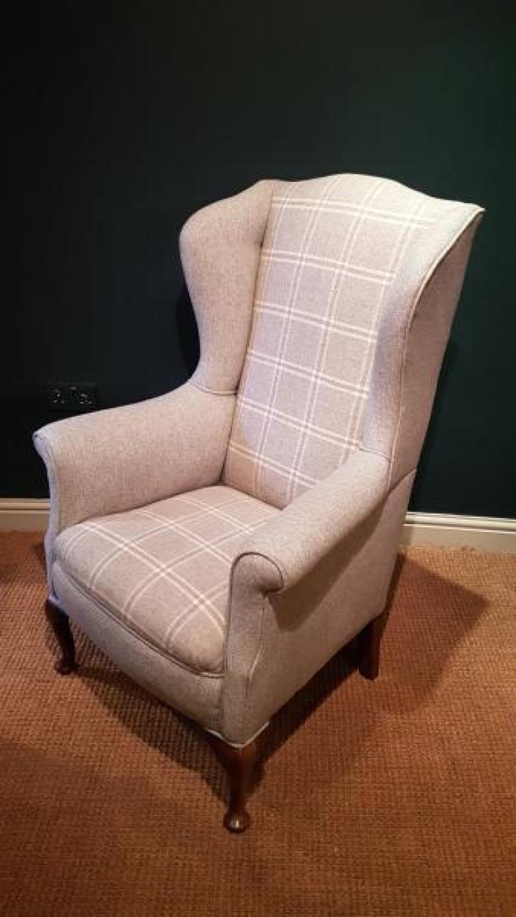 Matching Pair of Edwardian Wing Back Arm Chairs - Image 3
