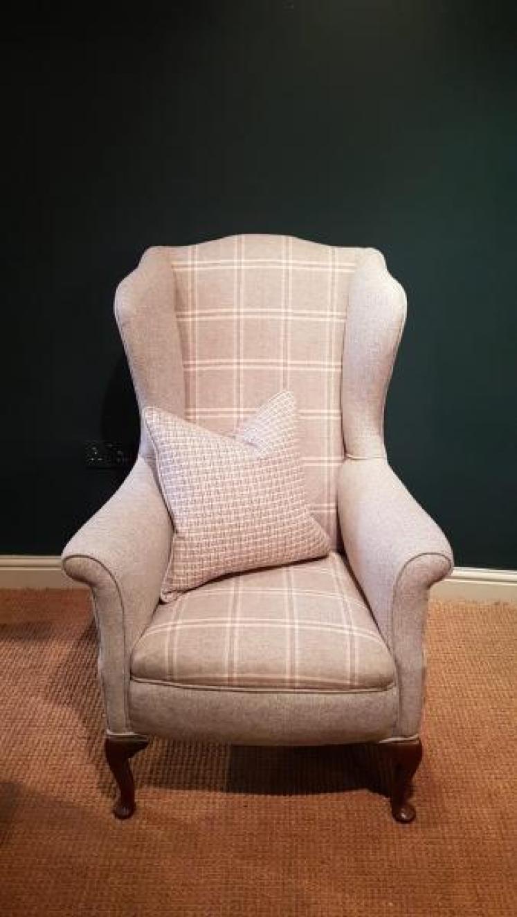 Matching Pair of Edwardian Wing Back Arm Chairs - Image 4