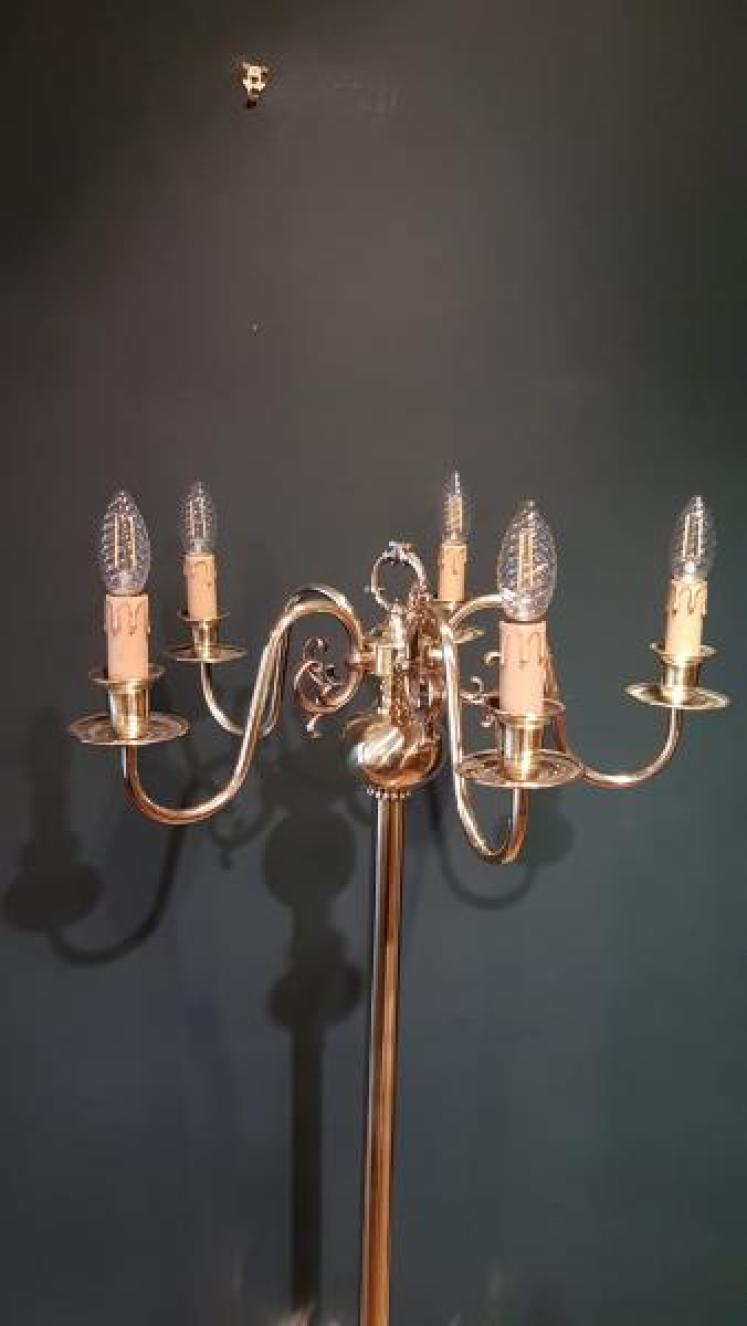Edwardian Brass Lamp Standard - Image 4