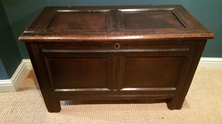 Period Oak Two Panel Coffer - Image 1
