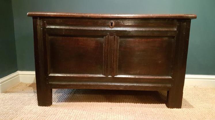 Period Oak Two Panel Coffer - Image 3