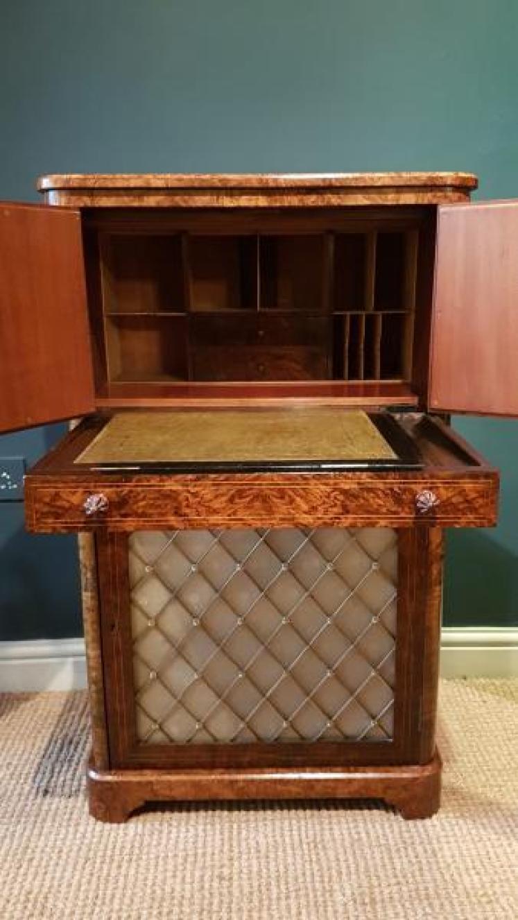 Victorian Burr Walnut Secretaire Cabinet - Image 4