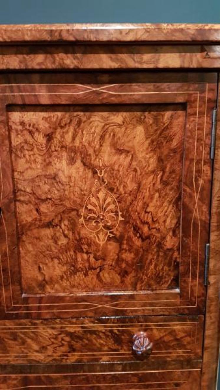 Victorian Burr Walnut Secretaire Cabinet - Image 7