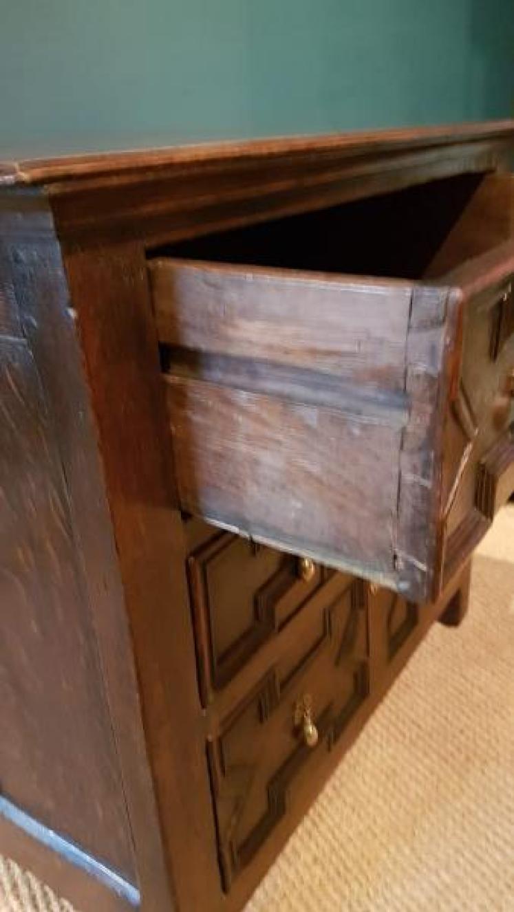Small Period Oak Geometric Moulded Chest - Image 6