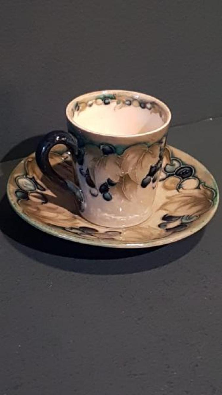 Moorcroft Leaf and Berries Coffee Can and Saucer - Image 1