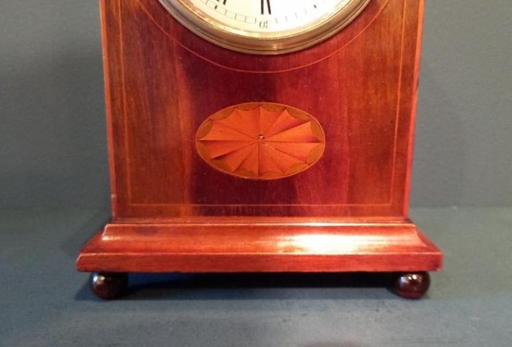 Antique Sheraton Inlaid Arched Top Mantel Clock - Image 2