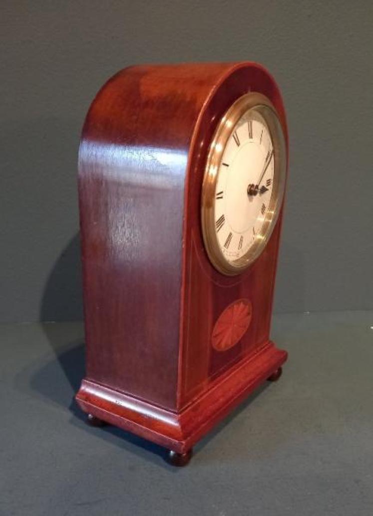 Antique Sheraton Inlaid Arched Top Mantel Clock - Image 7