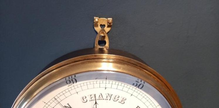 Large Antique Steel & Brass Ship's Marine Barometer - Image 5