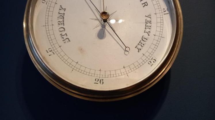 Large Antique Steel & Brass Ship's Marine Barometer - Image 6
