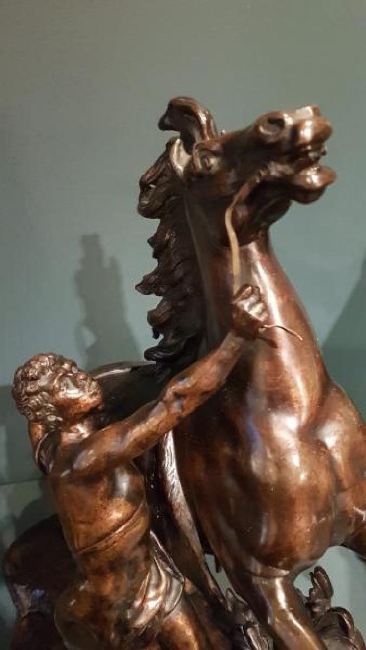 Superb Pair of C.19th Bronze Marley Horses - Image 3