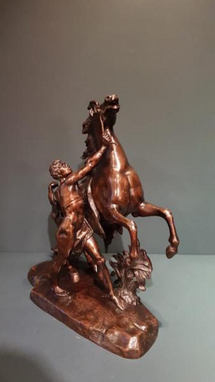 Superb Pair of C.19th Bronze Marley Horses - Image 4