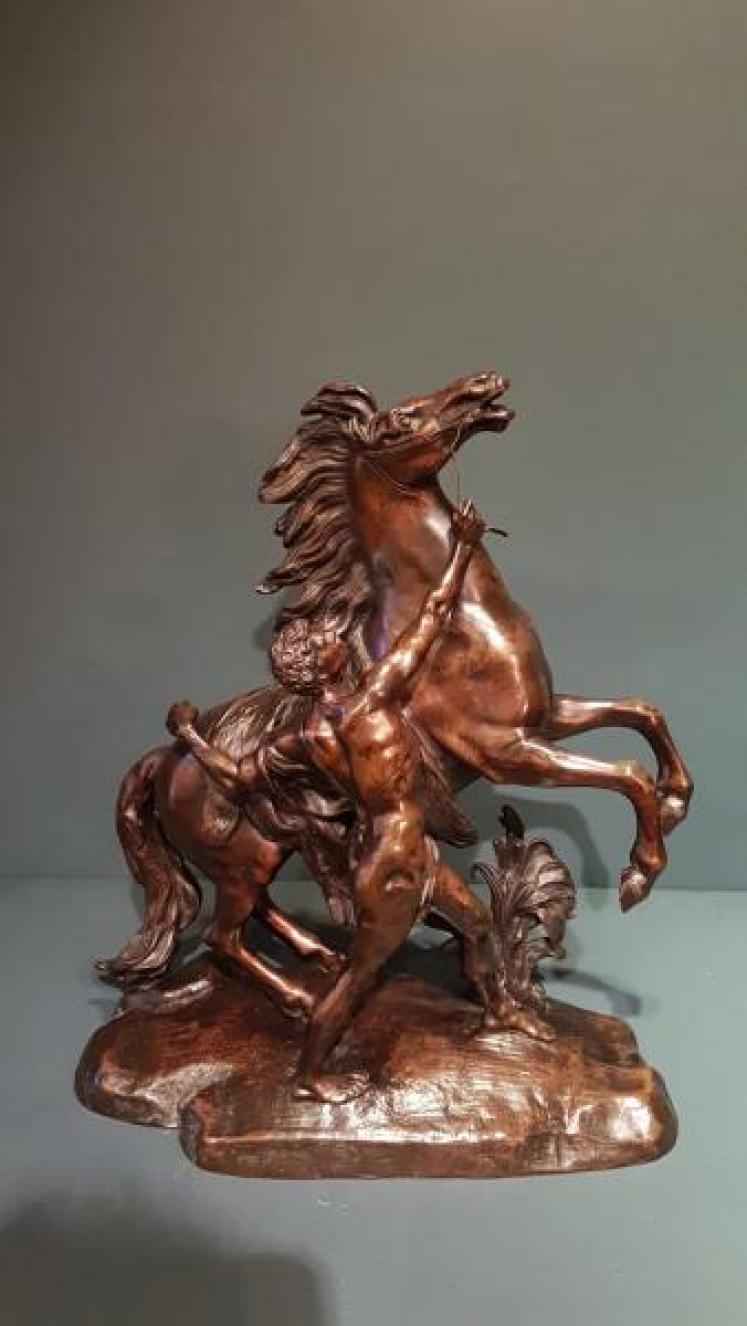 Superb Pair of C.19th Bronze Marley Horses - Image 5