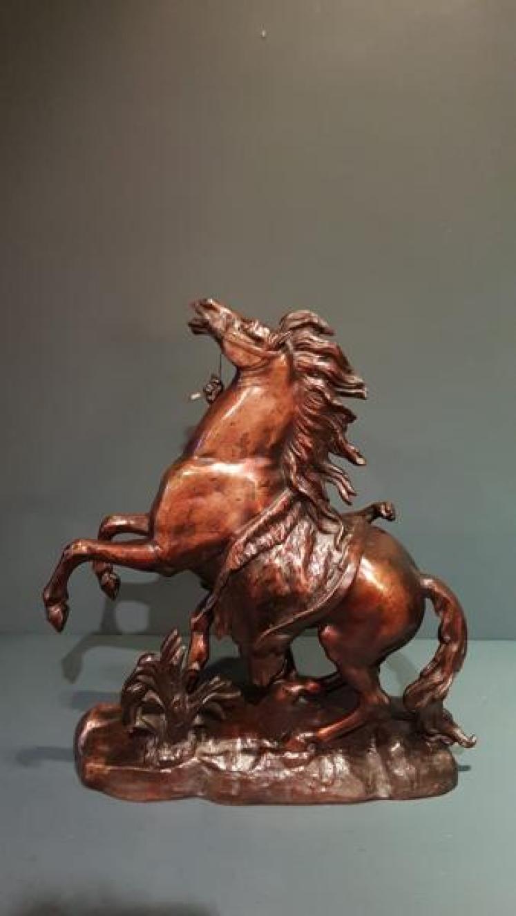 Superb Pair of C.19th Bronze Marley Horses - Image 6