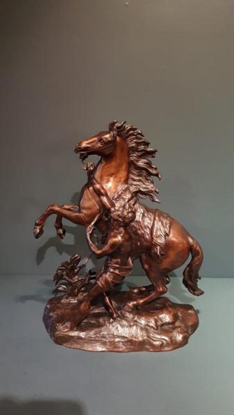 Superb Pair of C.19th Bronze Marley Horses - Image 7