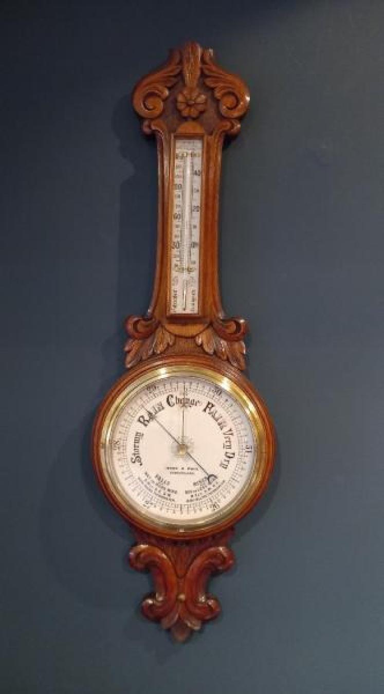 Antique Polished Oak Sunderland Banjo Barometer - Image 1