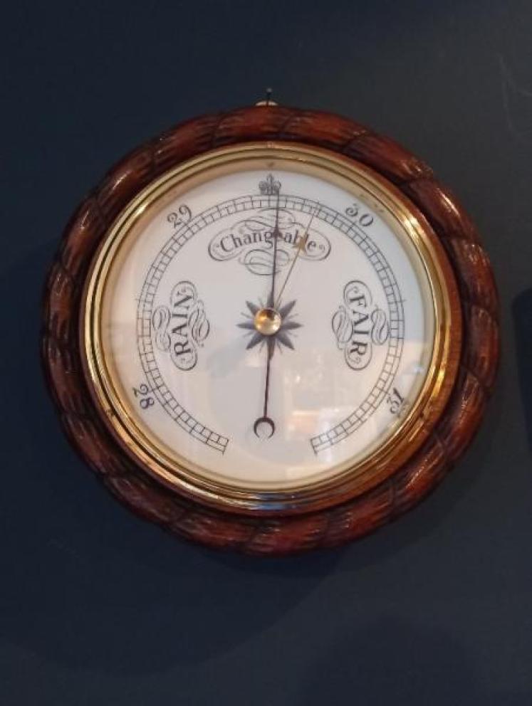 Large Victorian Porcelain Dial Ship's Barometer - Image 1