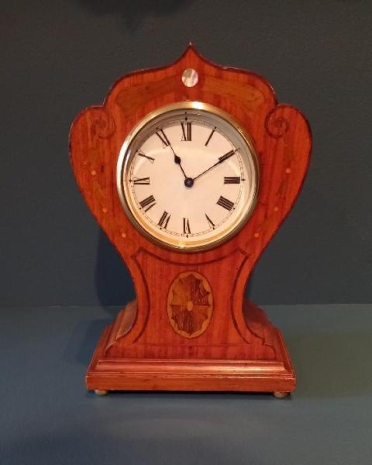 Antique Mahogany & Satinwood Sheraton Inlaid Mantel Clock - Image 1