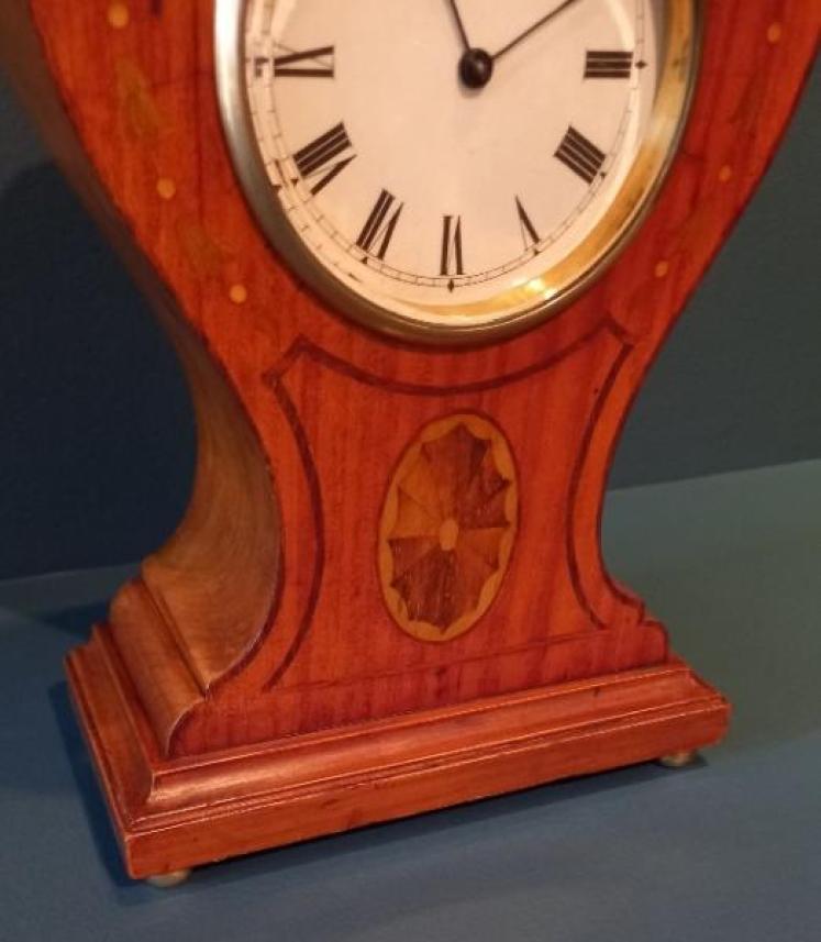 Antique Mahogany & Satinwood Sheraton Inlaid Mantel Clock - Image 2