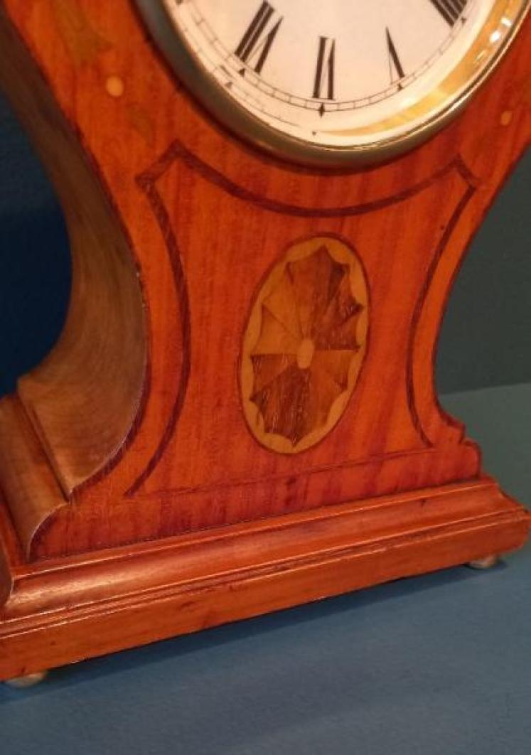 Antique Mahogany & Satinwood Sheraton Inlaid Mantel Clock - Image 3
