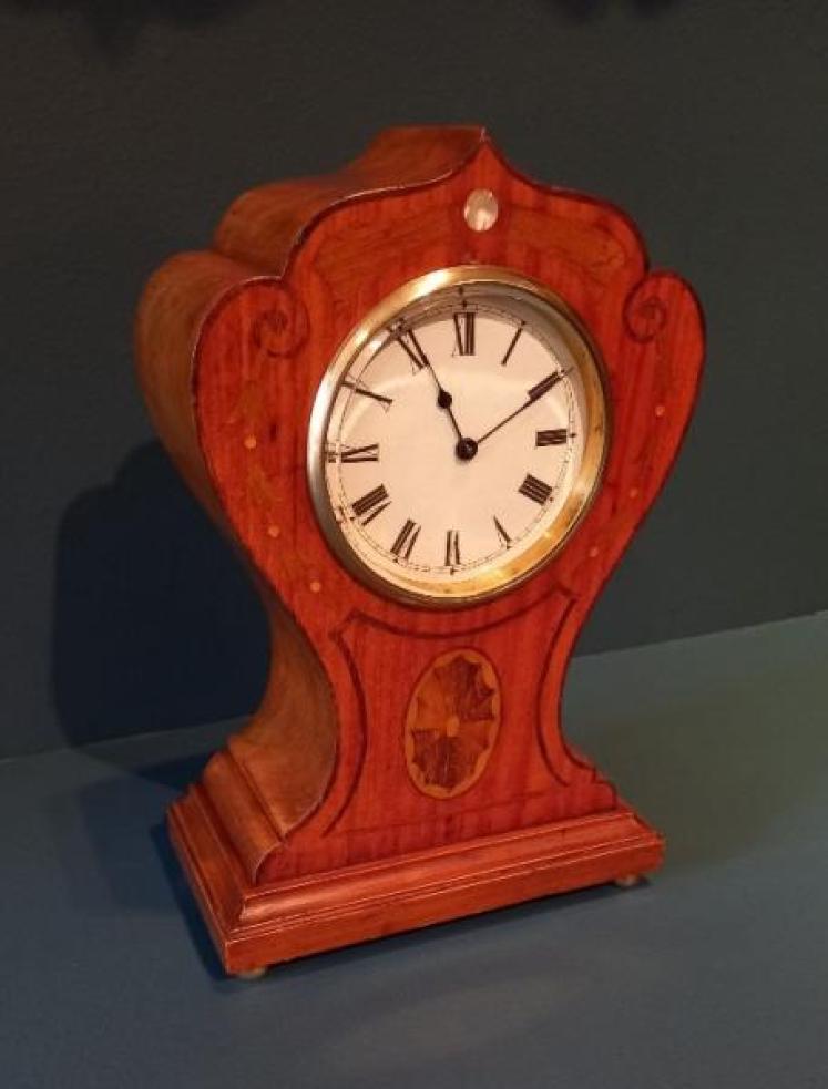 Antique Mahogany & Satinwood Sheraton Inlaid Mantel Clock - Image 7